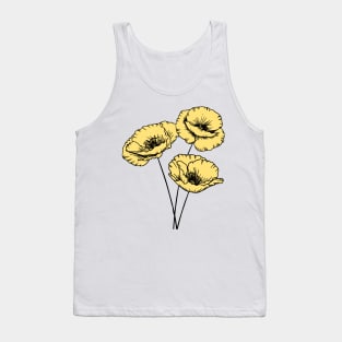 Yellow Poppy Plant Hand Drawn Gardening Gift Tank Top